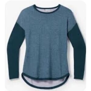 Smartwool Shadow Pine Colorblock Sweater Womens XS Green Gray Wool Blend Layer